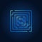Square labyrinth blue icon