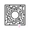 A square labyrinth with a circular center. Vector illustration isolated on white background. With a place for your image