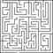 Square labyrinth with entry and exit. Line maze game. Medium complexity.