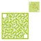 Square labyrinth of garden bushes. Game for kids. Puzzle for children. One entrance, one exit. Labyrinth conundrum. Flat vector il