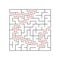 A square labyrinth for kids. The game is a mystery. A simple flat vector illustration on a white background. With the answer.