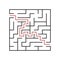 A square labyrinth for kids. The game is a mystery. A simple flat vector illustration on a white background. With the answer.