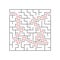 A square labyrinth for kids. The game is a mystery. A simple flat vector illustration on a white background. With the answer.