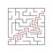 A square labyrinth for kids. The game is a mystery. A simple flat vector illustration on a white background. With the answer.