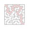 A square labyrinth for kids. The game is a mystery. A simple flat vector illustration on a white background. With the answer.