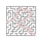 A square labyrinth for kids. The game is a mystery. A simple flat vector illustration on a white background. With the answer.