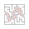 A square labyrinth for kids. The game is a mystery. A simple flat vector illustration on a white background. With the answer