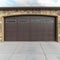 Square Large garage with double brown wooden door
