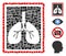 Square lungs x-ray photo icon vector mosaic