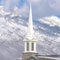 Square Magnificent view of snow covered Wasatch Mountain with church in the foreground