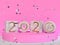 Square marble 2020 type/text number pink wall scene 3d rendering