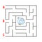 Square maze. Game for kids. Puzzle for children. Cartoon character dove. Labyrinth conundrum. Color vector illustration. Find the