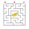 Square maze. Game for kids. Puzzle for children. Cartoon character envelope. Labyrinth conundrum. Color vector illustration. Find