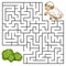 Square maze for kids with cartoon Mutton. Find right way to the Cabbage. Entry and exit. Puzzle Game with answer.