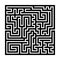 Square maze labyrinth. Black thick outline. Vector illustration.