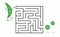 Square maze labyrinth with cartoon characters. Cute green pea pod. Interesting game for children. Worksheet for education