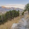 Square Meandering dirt hiking trail above the Utah Valley