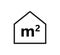 Square Meter icon. M2 sign. Flat area in square metres . Measuring house area icon. Place dimension pictogram. Vector