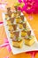 Square mini sponge cakes