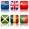 Square national flags icon set