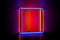 Square neon photo frame with glowing back lights.