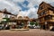 A square in Obernai, Alzace France with a carrousel