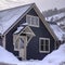 Square Park City Utah in winter with icy road and frosted home on snow covered hill