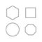 Square, Pentagon, Hexagon, Octagon Icon set. geometry 4, 5, 6, 8 polygon logo.