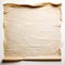 square piece of crumpled parchment paper on white background generative AI