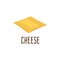 Square piece of yellow hard cheese flat vector illustration isolated on white.