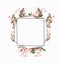 square pink graceful flower frame with white background high resolution