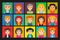 Square pixel avatars set. Fifteen colourful portraits