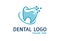 Square Pixel Blue Dental Tooth Logo Concept Design