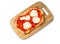 Square pizza or pinza romana with melted mozzarella cheese and tomatoes