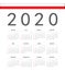 Square Polish 2020 year vector calendar