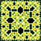 Square polygonal flowers diamond frame pattern in yellow, black and white effect origami