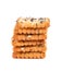 Square poppy seeds and sesame crackers isolated on white background. Dry cracker cookies isolated. Salty snacks isolated