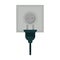 Square power socket and black plug isolated illustration