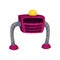 Square purple robot. Vector illustration on white background.