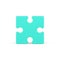 Square puzzle piece 3d icon. Green element diagram with creative solution