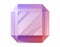 Square realistic purple glowing gemstone. Vector isolated cartoon treasure jewel.