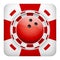 Square red casino chips of bowling sports betting