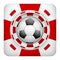 Square red casino chips of soccer sports betting