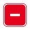 Square red minus sign icon, button. Flat remove, negative symbol isolated on a white background.