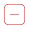 Square red thin line minus sign icon, button, remove, negative symbol isolated on a white background.