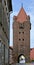 square redbrick medieval tower