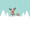 Square Reindeer Pulling Sleigh With Gift Snow And Forest Turquoise