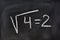 Square root written on a blackboard