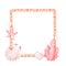 Square rope frame with seashells and corals.Watercolor illustration. Isolated on a white background.