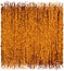 Square rustic grunge striped weave mat with fringe in orange,  brown colors isolated on white background